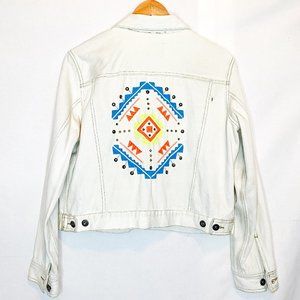 RARE Furst of A Kind Neon Embroidered Bleached Denim Jacket
